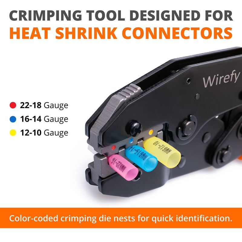 Wirefy Wire Crimping Tool for Heat Shrink 22-10 AWG | Ratcheting Wire Crimper Tool | Terminal Crimp Connectors Pliers | Connectors Crimp for Electrical Robust Terminal Connections - Image 2